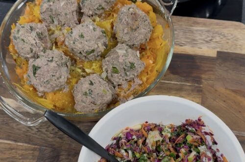 ground beef mixed with 10% organ meats including liver, heart, kidney, and spleen for increased nutrient density and cost effectiveness